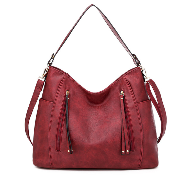 Woman's Stylish Faux Leather Bags Black Red Gray Brown Khaki
