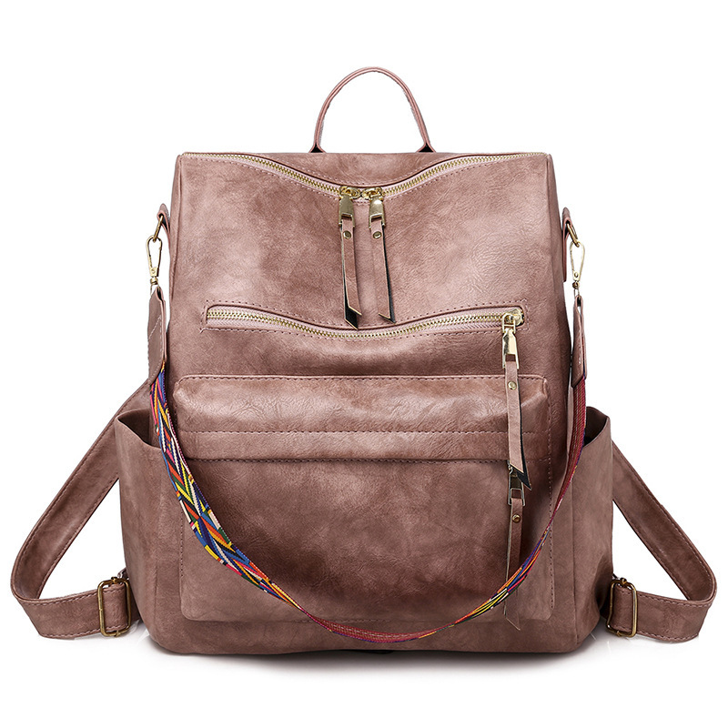 Womens Hot Sale Stylish PU Backpack Black Pink Brown Gray