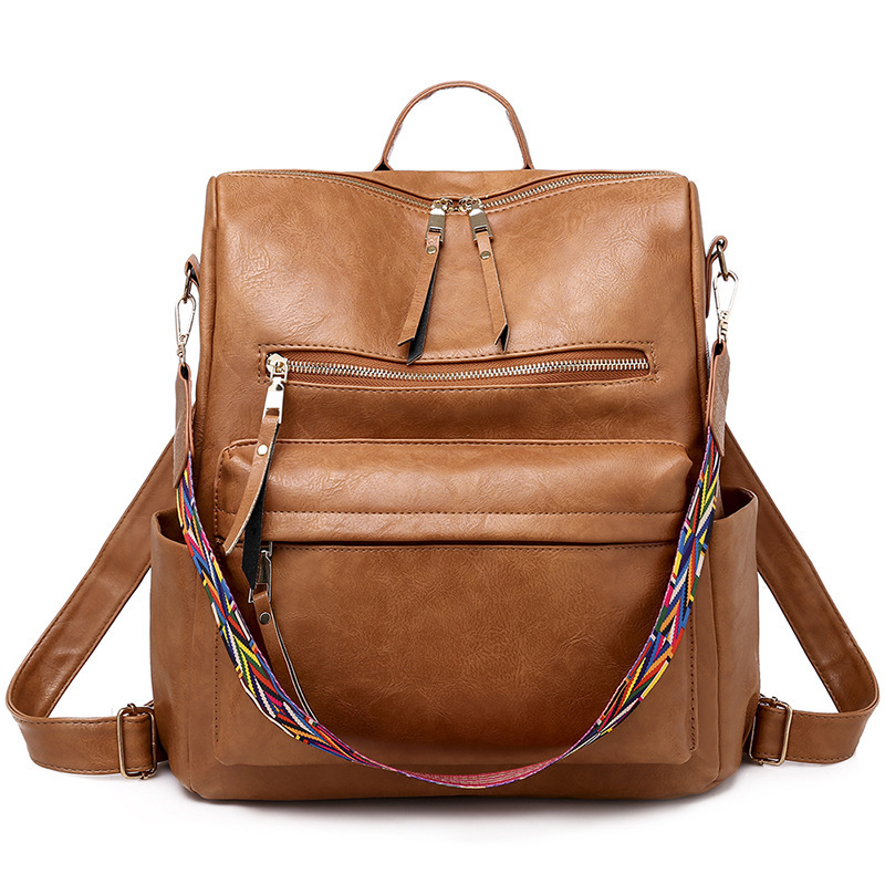 Womens Hot Sale Stylish PU Backpack Black Pink Brown Gray