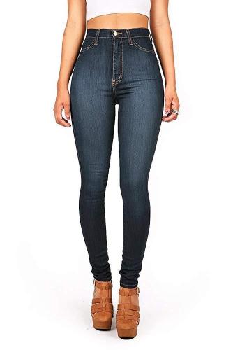 Women Slim Thin Jean Pants Blue Black XS-7XL