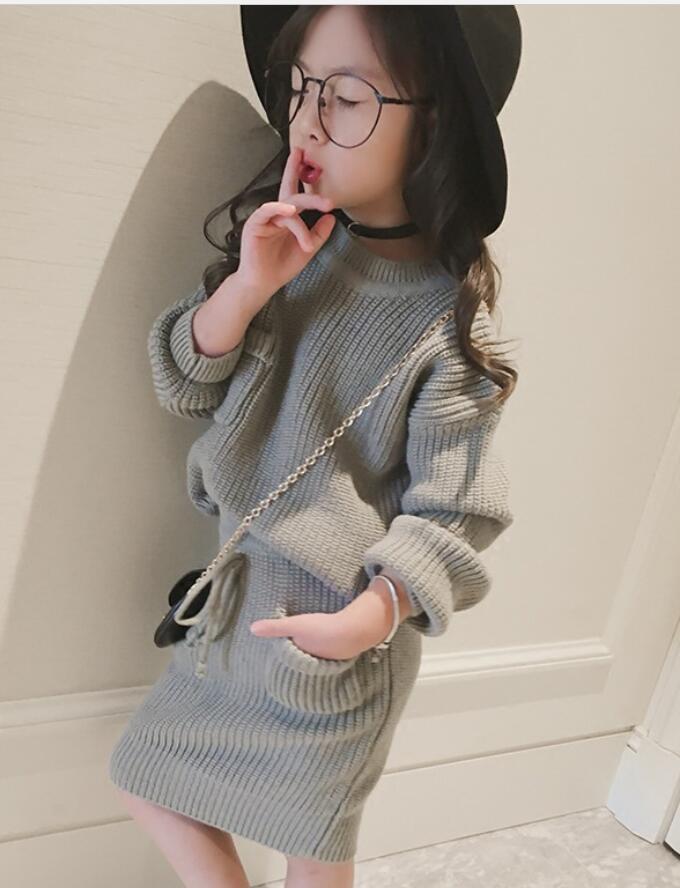Knitted Girl Two Piece Skirt Sets