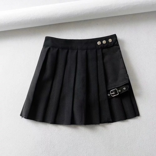 2021 Spring and Summer Fashion Sexy High Waist A-line Skirt Short Skirt Punk Fake Two-piece Irregular Bust Pleated Skirt Wholesale