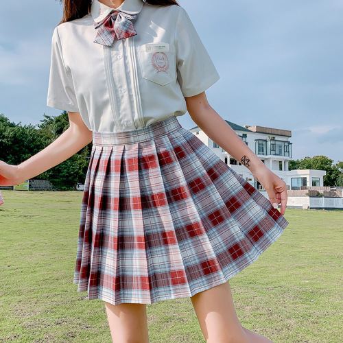School Gril Uniform Grid Skirt Genuine Female Student Wear College Style Autumn and Winter Clothes Spot Original Suit Short Skirt Two-piece Suit
