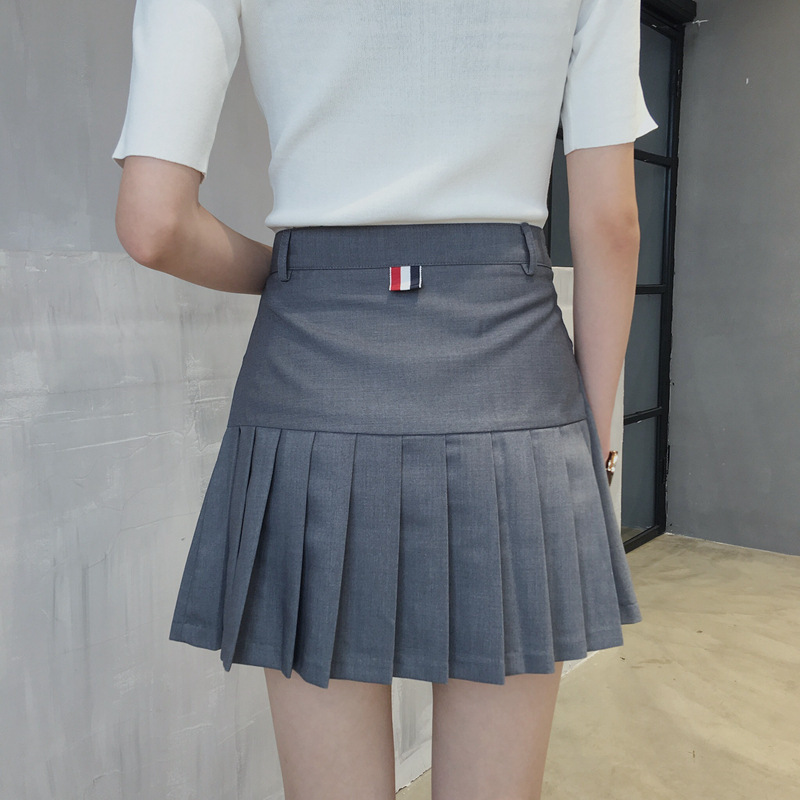 2021 New Pleated Skirt Short Skirt Anti-glare High Waist College Style A-line Skirt