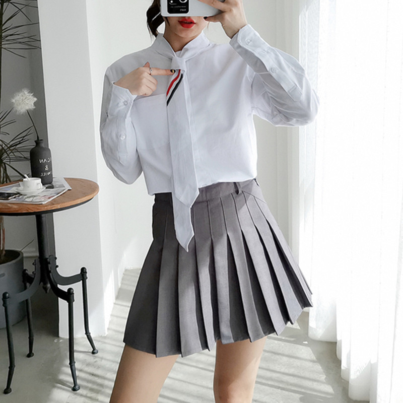 2021 New Pleated Skirt Short Skirt Anti-glare High Waist College Style A-line Skirt