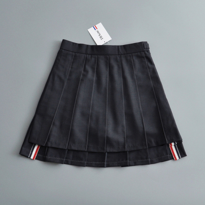 2021 Spring and Summer New College Style Retro High-waist Pleated Skirt A-line Skirt Short Front and Back Long Anti-empty Skirt Pants