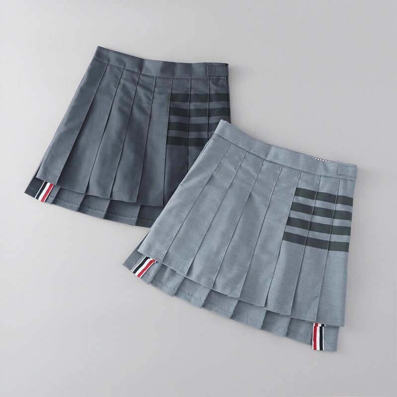 2021 New Summer Skirt Women Harajuku Striped Pleated Skirt Ins Loose High Waist A-line Skirt Cute Mini Skirt Student Skirt
