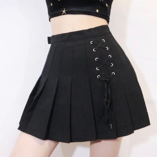 Women Lace Up Front Fashion Preppy Style High Waist Pleated Skirt Wind Cosplay Skirt Kawaii Female Mini Skirts Short Under It