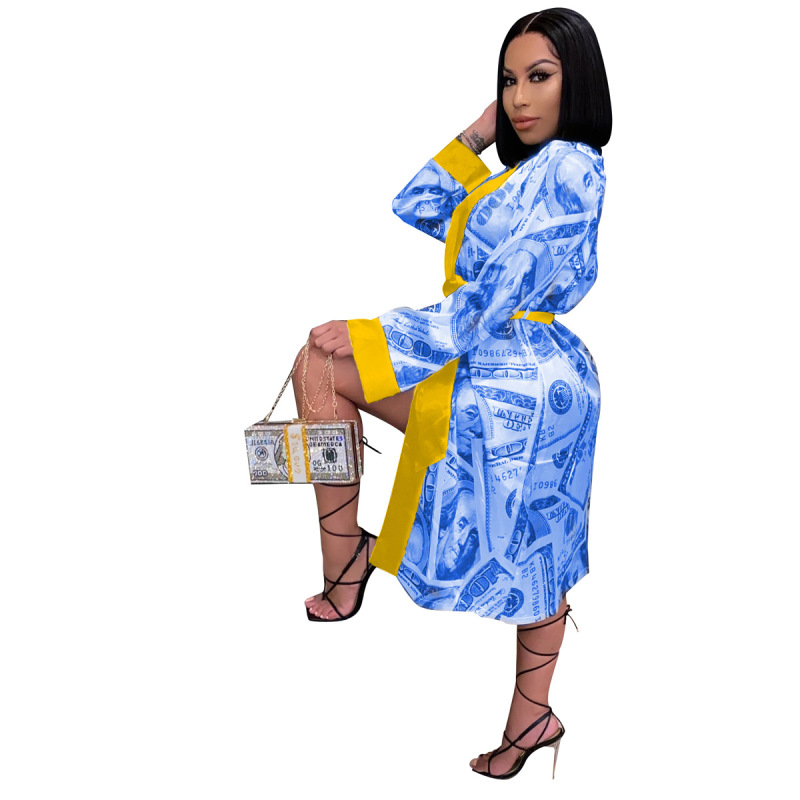 Dollars Printed Women Long Gown Dress