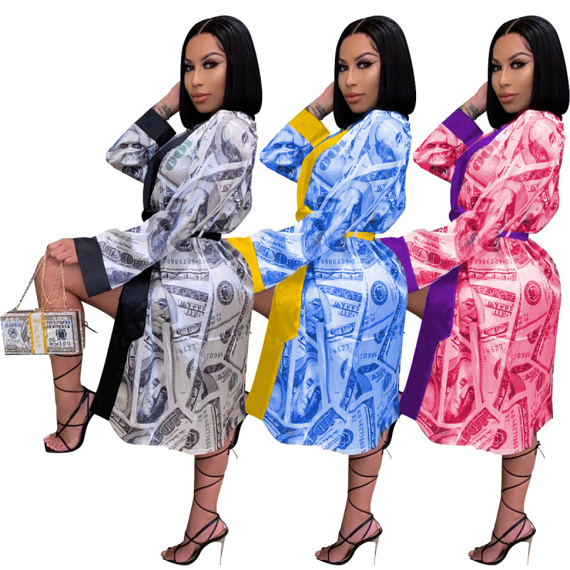Dollars Printed Women Long Gown Dress