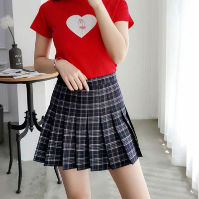 Plaid Pleated Skirt Female Spring and Summer 2021 New Ins Skirt A-line Skirt High Waist Short Skirt Pants Wholesale