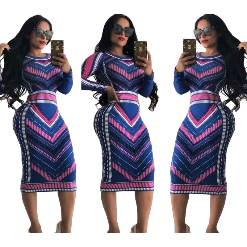 Women Fashion Slim Strappy Colorblock One Piece Dress Blue S-2XL