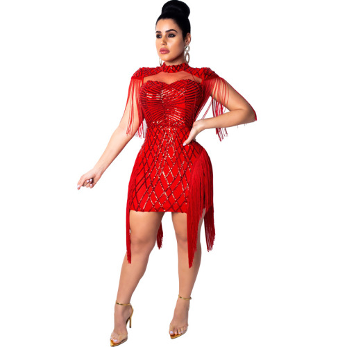 Women Fashion Party Mesh See Through One Piece Dress Red Black Apricot S-XL