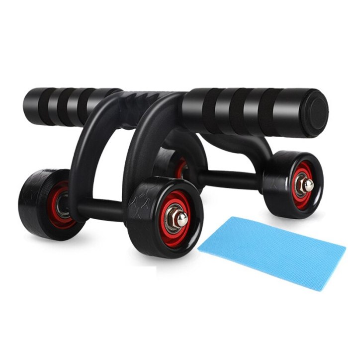 Ab Roller Abdominal Power 4 Wheel Roller Fitness Home Gym Equipment Bodybuilding Belly Core Trainer for Women Men + Kneeling Pad