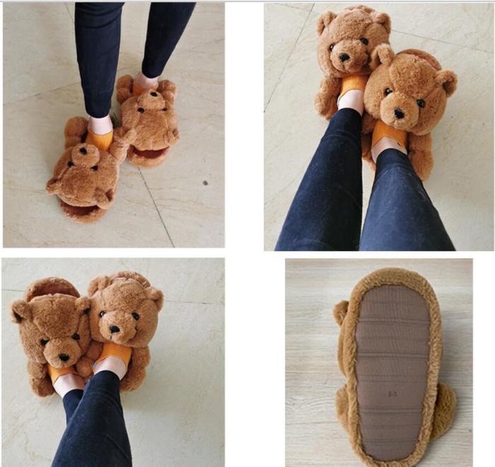 Open Toe Teddy Bear Slippers