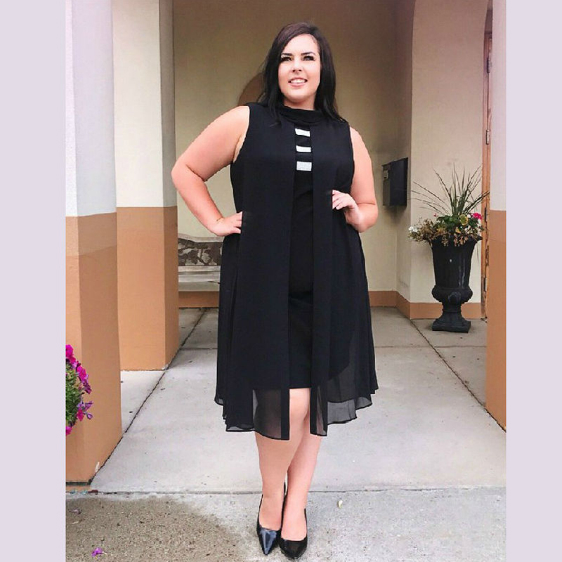 Women Plus Size Solid Color Sleeveless One Piece Dress L-5XL 