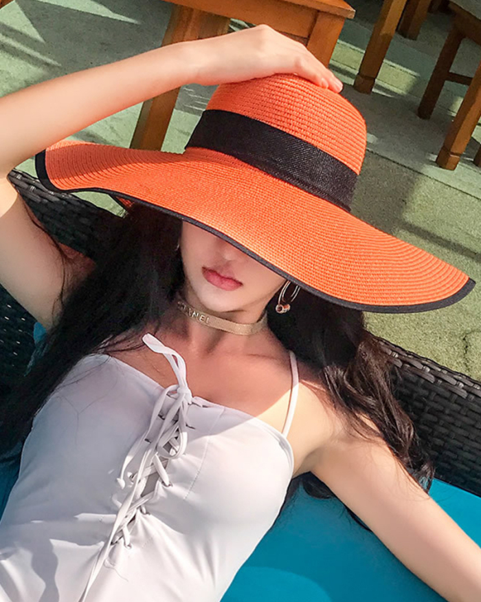 Beach Straw Hat Women Summer Seaside Big Brim Sunscreen Outing Summer Hat Sun Hat