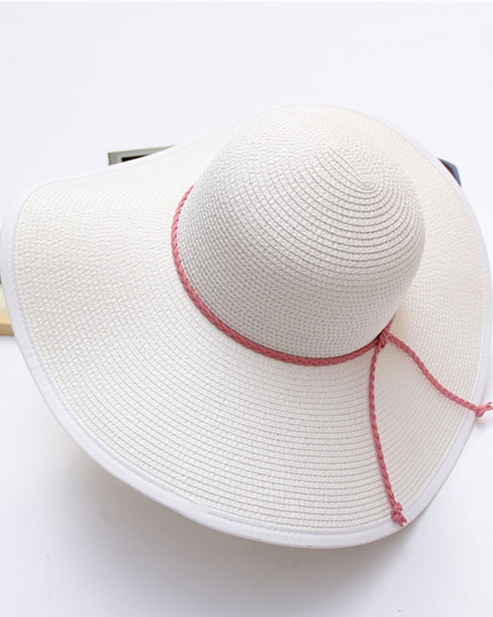 Sunscreen Straw Hat Female Summer Streamer Vacation Leisure Wild Beach Big Brimmed Hat Sun Hat