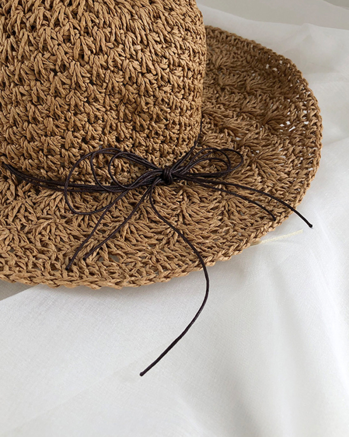 Female Hat Summer Big Brim Woven Straw Hat Beach Small Fresh and Foldable Vacation Sunshade Sun Hat