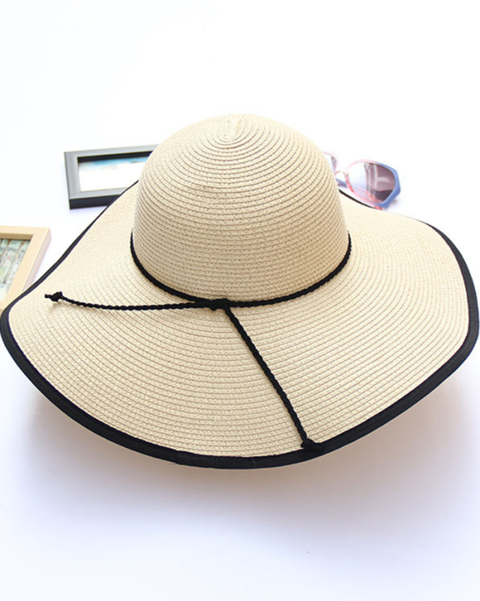 Sunscreen Straw Hat Female Summer Streamer Vacation Leisure Wild Beach Big Brimmed Hat Sun Hat