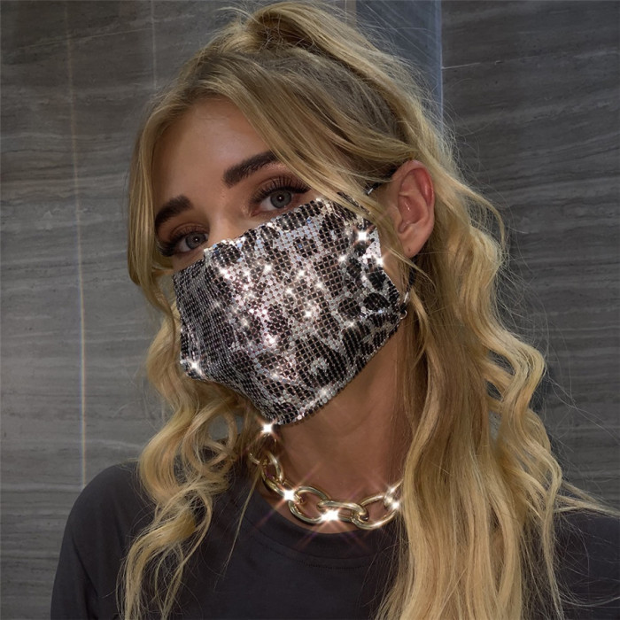 Popular Shining Sequin Facemask Solid Color Leopard Printed Colorful 