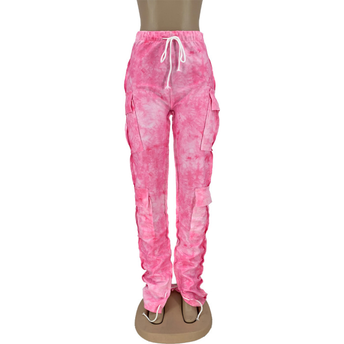 Hot Sale Women Multi-pocket  Overalls Cool Style Legging Pink Purple Apricot Colorful S-2XL