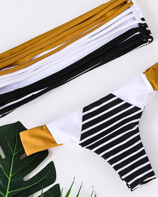 Woman Stripe Printed Bikini Sexy Two-piece Swimsuit S-XL