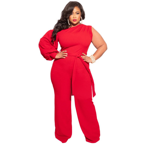 Women Street style Solid Color Strappy Jumpsuit White Red Black L-4XL