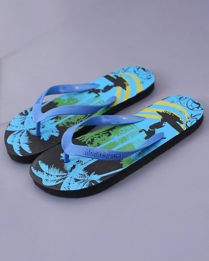 Coconut Palm Leaves Pattern Sandals for Men's 2021 Comfy Platform Casual Sandal Shoes Summer Beach Travel Slipper Flip Flops