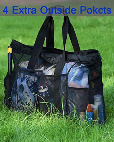 Outdoor Multi-function Transparent PVC Fashion Beach Bag Folding Mesh Handbag Multi-pocket Super Large Capacity Bag