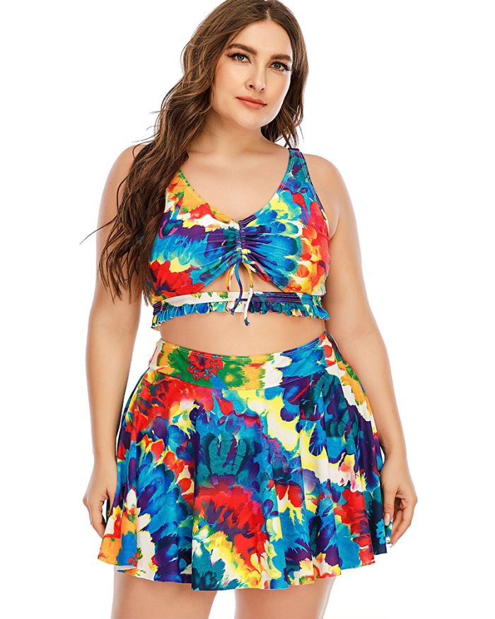 Women Florals Printed Dress Fashion Plus Size Swimsuit L-5XL