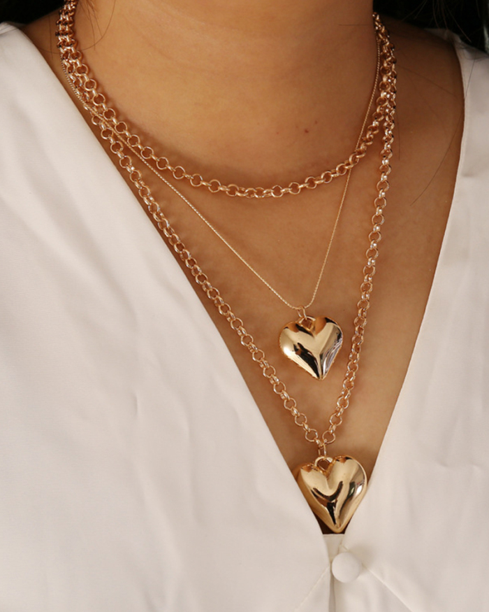 Necklaces Wedding-Jewelry Multilayer Gifts Heart-Pendants Geometric Girlfriend Women Gold