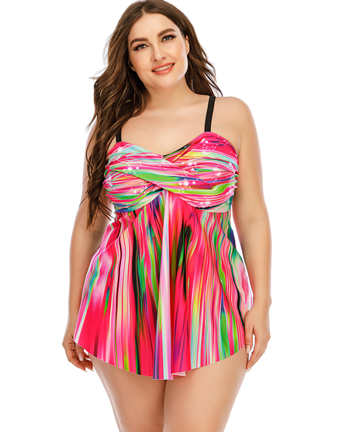 Woman Starlight Skirt Two Piece Plus Size Swimsuit L-5XL