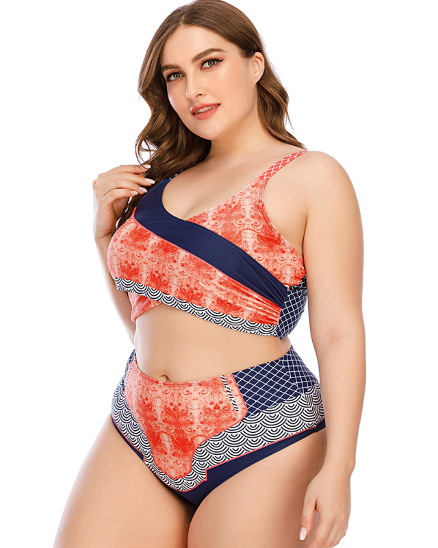 Hot Sale Women High Waist 2 Piece Plus Size Swimsuit L-5XL