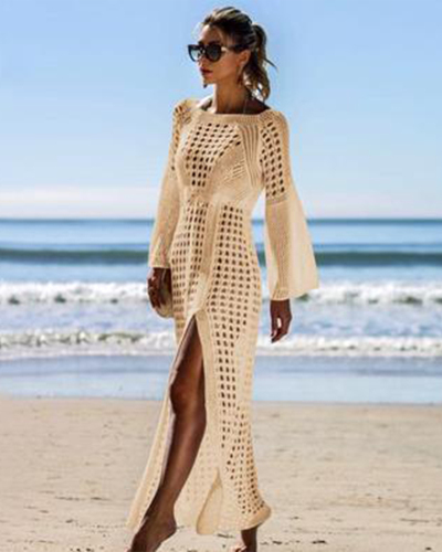 2021 Knitted Beach Dress Beach Cover up Crochet Tunic Beach Pareo Beach Praia Cover Salida de Playa Beachwear Cover up