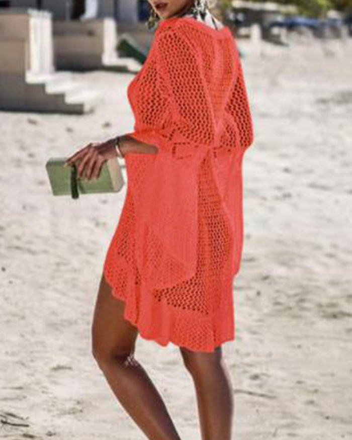 Sexy Cover Up Crochet Bikini Women Swimsuit Cover-up Beach Bathing Suit Beach Wear Knitting Swimwear Mesh Beach Dress Tunic Robe