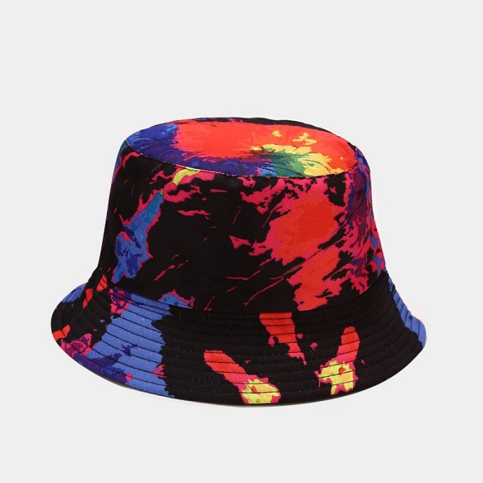 Summer Fisherman Hat Reversible Harajuku Bucket Hats For Women Men Street Hip Hop Cap Rainbow Tie Dye Printed Fishing Hat