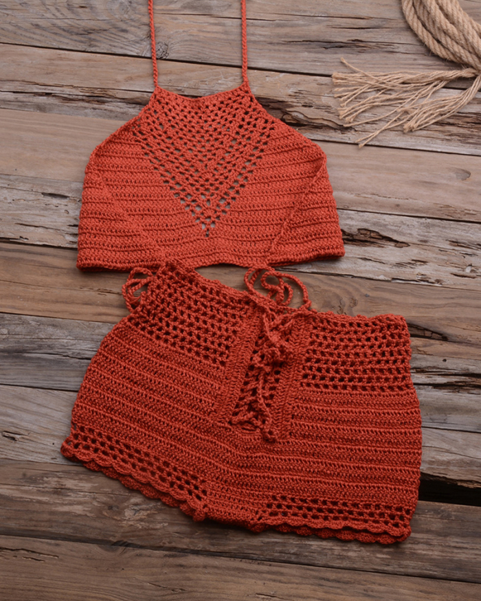 Women Hot Sexy Handmade Crochet Bikini Set Ladies'Knitted Bathing Suits Surfing Clothes Female Hollow Sexy Swimsuit