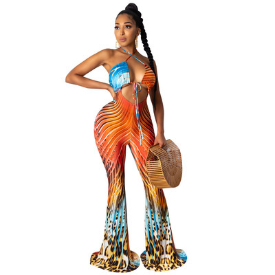 Women Sexy Cross Strappy Hollow Out Jumpsuit S-XL