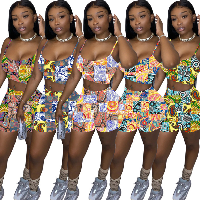 Printed Women Summer Hot Two Piece Sets S-XL