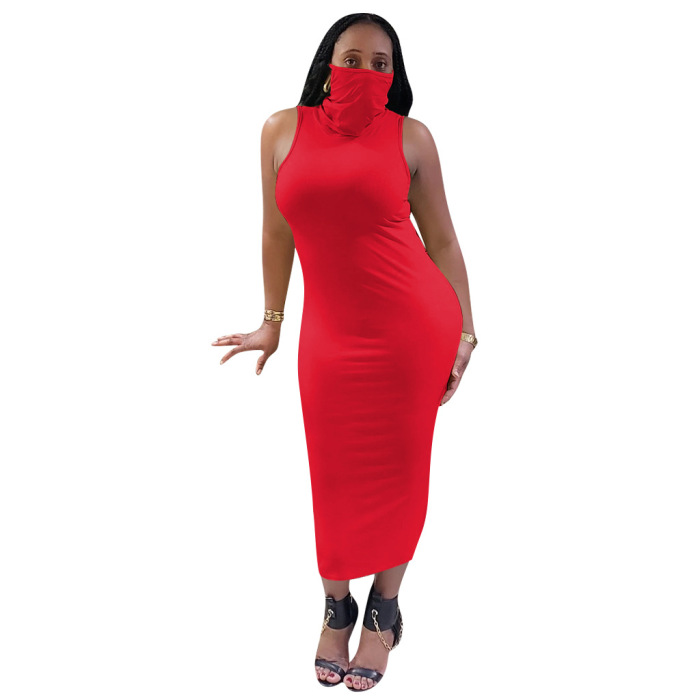 Sleeveless Women Solid Color Long Dress S-XXL