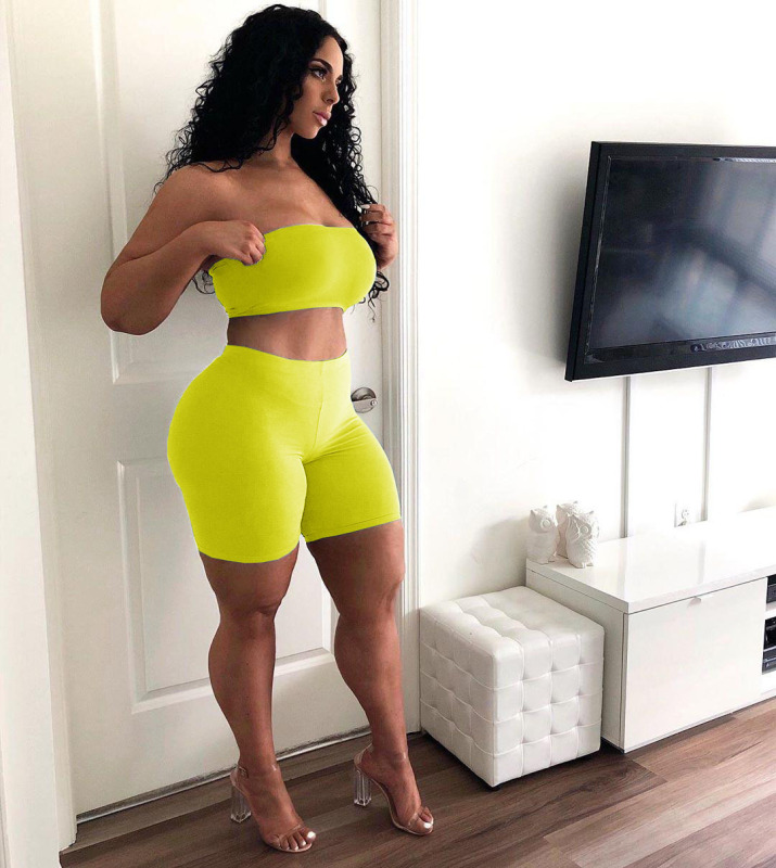 Lady Solid Color Casual Street Style Sporty Two Piece Set S-XL