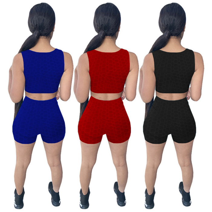 Sexy Summer Women Solid Color Two Piece Shorts Set S-XXL
