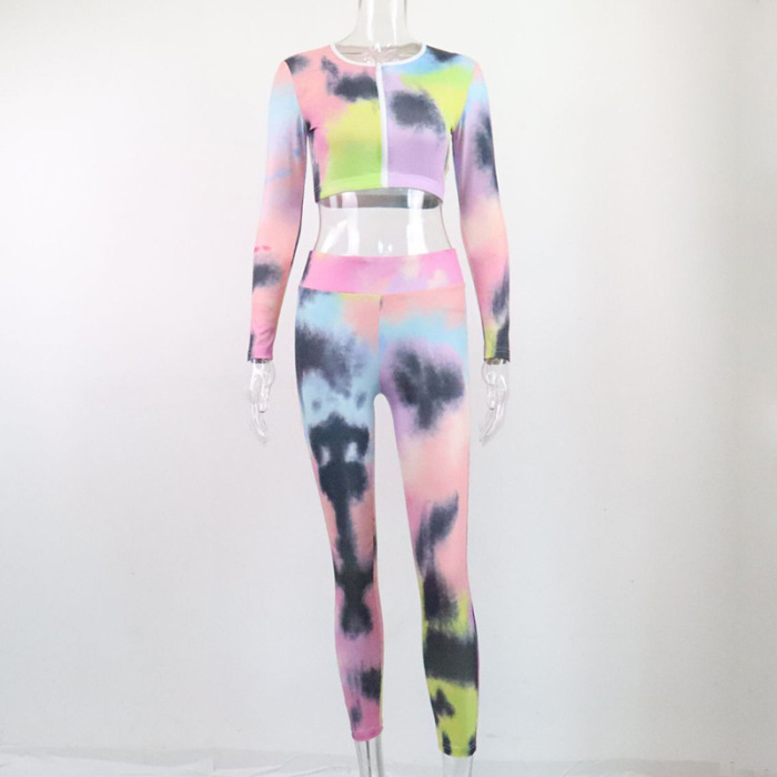New Color Gradient Printing Yoga Two-piece Set