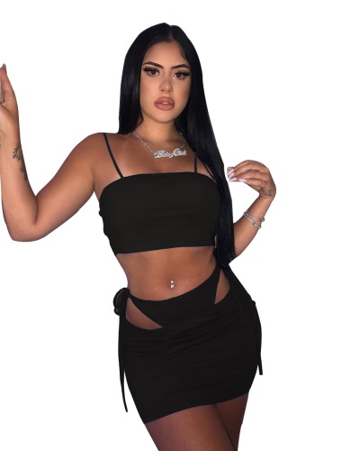 Solid Color Women Cute Sexy Skirt Set S-XXL