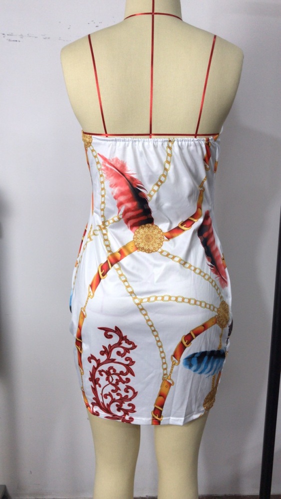 2021 SummerWomen's New Fashion Creative Sexy Print Slim Strapless Casual Dress
