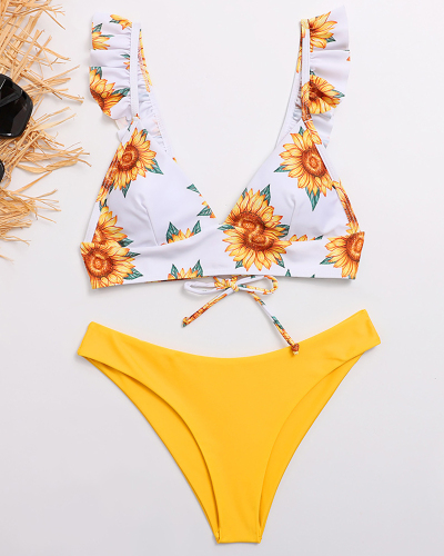 New Sunflower Bikini European And American Sexy Triangle Swimsuit