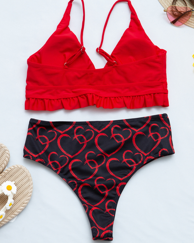 Flounces Print Split Body Swimsuit Sexy Bikini Two-piece Swimsuit