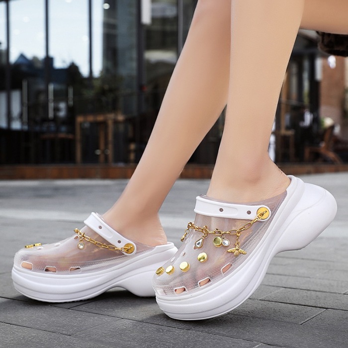 New Clogs Women Sandals Summer Hole Slippers Beach Anti-skid Thick Bottom Outside Increase Wedge Shoes for Women Sandalias Mujer