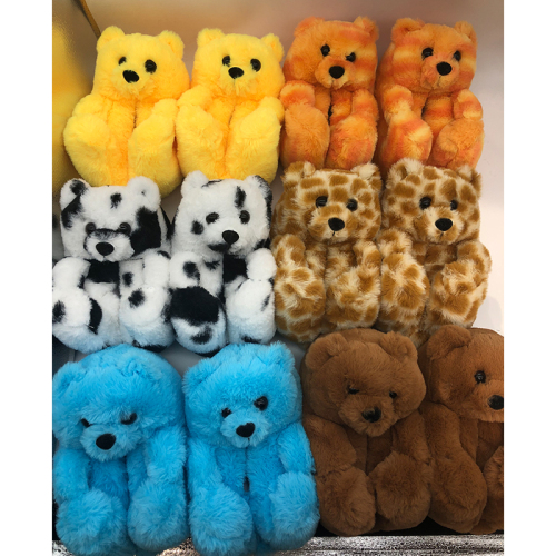 Children's Teddy Bear Slippers Floor Plush Cotton Thermal Shoes